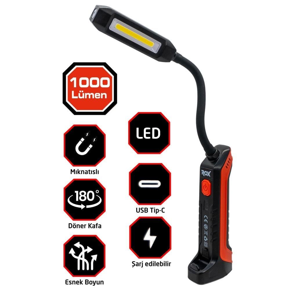 ROX Outdoor Şarjlı 500 Lümen Çok Amaçlı Katlanır Çalışma Feneri