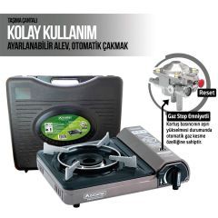 ORCAMP Tekli Portatif Kamp Ocak Gaz Stop Emniyetli-GRİ