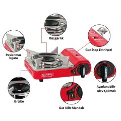 ORCAMP Mini Çantalı Kamp Ocağı Kırmızı