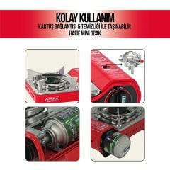 ORCAMP Mini Çantalı Kamp Ocağı Kırmızı