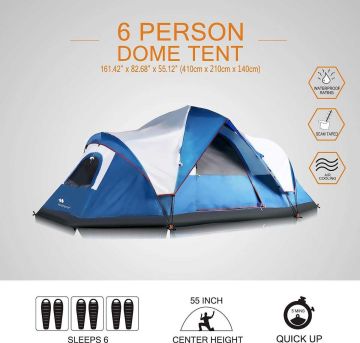 MOBIHOME Domehike Otomatik Çadır 6 Kişilik Mavi