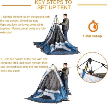 MOBIHOME Domehike Otomatik Çadır 6 Kişilik Mavi