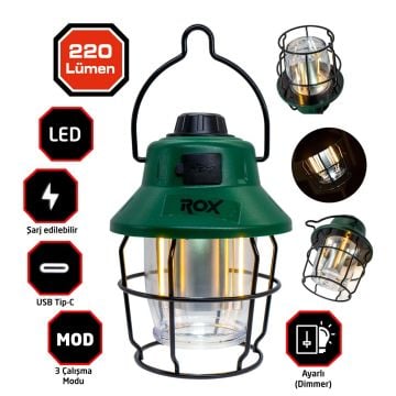 ROX Outdoor Şarjlı 220 Lümen Kamp Feneri