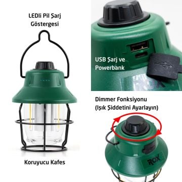 ROX Outdoor Şarjlı 220 Lümen Kamp Feneri