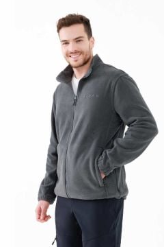 2AS SAKA Tam fermuarlı Erkek Polar Sweatshirt Antrasit