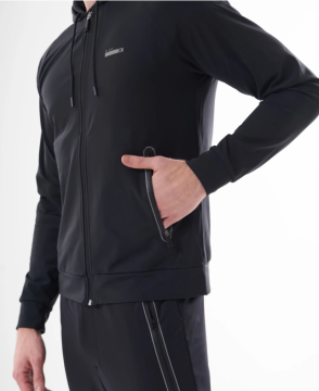 EXUMA Tam Fermuarlı Spor Polar Erkek Siyah
