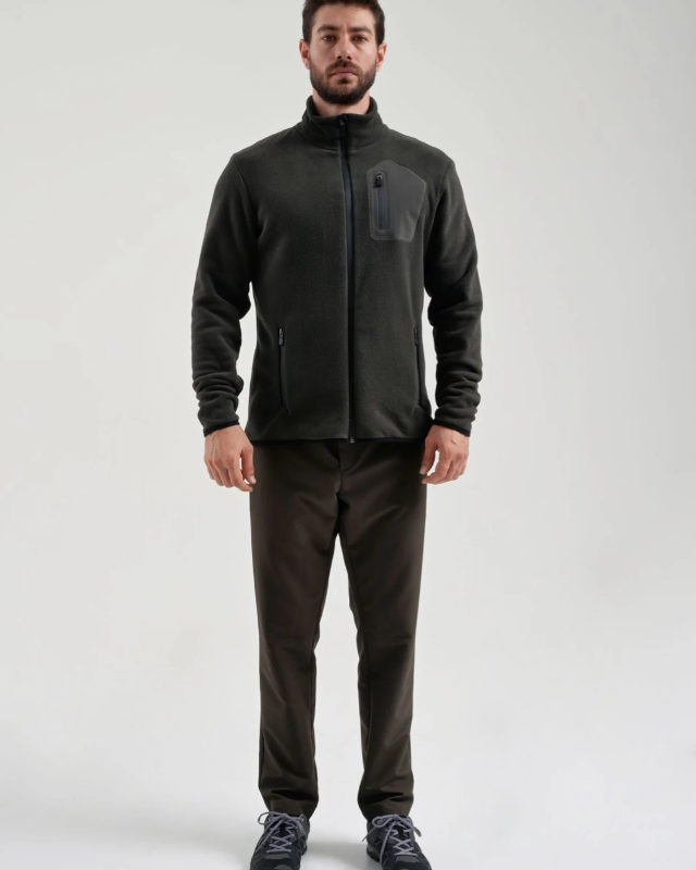 EXUMA Erkek Tam Fermuarlı Polar Haki