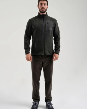 EXUMA Erkek Tam Fermuarlı Polar Haki