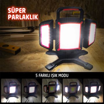 ROX Şarjlı Açı Ayarlı Projektör Çalışma Led Feneri 2000 Lümen