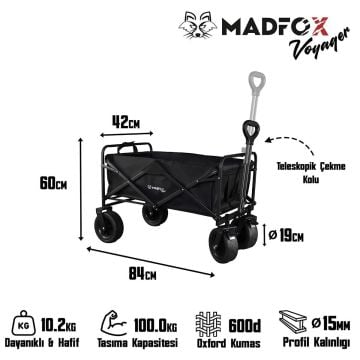 MADFOX Voyager Katlanır Çok Amaçlı Yük Taşıma Arabası [Vagon] Siyah