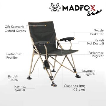 MADFOX Warden Katlanır Kamp Sandalyesi Haki