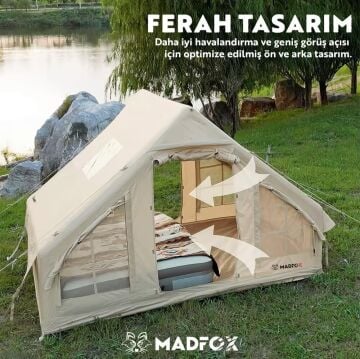 Madfox Bigless Glamping Cotton Inflatable Şişme Çadır [Baca Çıkışlı]