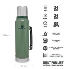 STANLEY Classic Vacuum Bottle Termos Yeşil 1 LT